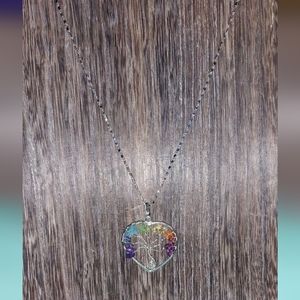 Chakra Tree of Life Heart Pendant Necklace